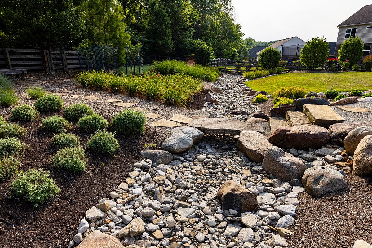 Natural drainage and rock feature