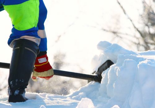 Crew clearing residential sidewalks